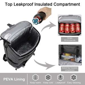 กระเป๋าเป้หุ้มฉนวนสองชั้น,พร้อมช่องใส่แล็ปท็อปถุงเก็บความเย็นอาหารกลางวันกันรั่วนุ่มขนาดใหญ่ - Product Image 3