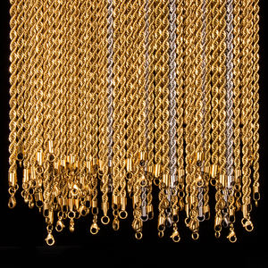 Collar de cadena de eslabones de cuerda trenzada de acero inoxidable chapado en oro de 18 quilates para mujer al por mayor - Product Image 3