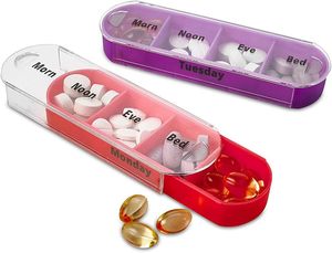 Ready to Ship 28 Compartments Organizer Transparent Shell <b>7</b> Day Drawer <b>Tablet</b> Sorter Box Stock Pill Box - Product Image 6