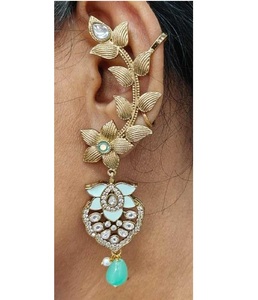 Trending Luxury Gold Plated Floral Ear <b>Cuff</b> <b>Earrings</b> with Sparkling Stones Mother of Pearl Elegant Party Wear Jewelry - Product Image 5