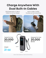 Anker A1695 25000mAh Powerbank Ultra Hızlı Taşınabilir Şarj Cihazı Seyahat İçin Vazgeçilmez 165W Toplam Çıkış Gücü Akıllı Ekran Hızlı Şarj Özelliğiyle