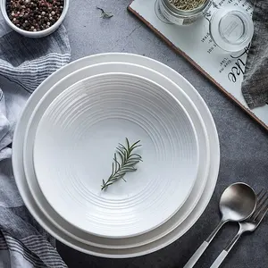 Porcelana blanca pura, cuenco occidental Simple para comida, vajilla