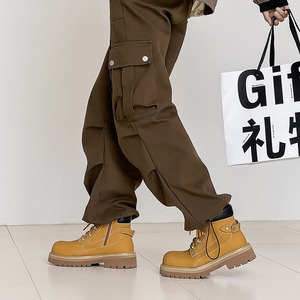 Botas con suela gruesa, aumento de altura, diseño cómodo de caña alta, estilo retro de motocicleta, con cordones, para montañismo al aire libre. - Product Image 4