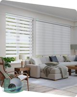 Stores Zebra Motorisés Zigbee Jour et Nuit à Tissu Superposé Doux, Stores Bandés Rechargeables pour Fenêtres