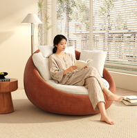 Fauteuil individuel moderne pivotant en tissu tufté durable pour petit appartement, chambre, hôtel, villa, salon, balcon, loisirs