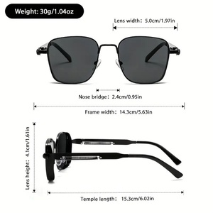 Occhiali da Sole Quadrati Steampunk con Montatura in Metallo, Protezione UV, Stile Punk, Aste Flessibili, Economici - Product Image 3