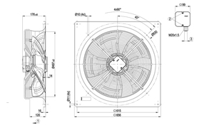 Ventilateur axial AC industriel ebm-papst W4D500-GJ03-01 500 mm pour systèmes de ventilation et de refroidissement HVAC et condenseurs - Product Image 2
