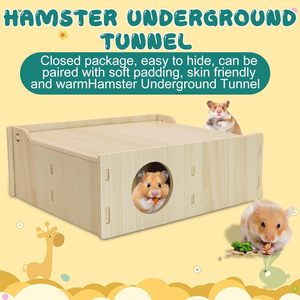 Tunnel en bois moderne et écologique pour hamster et souris, durable et facile à assembler, avec <span class=keywords><strong>chambre</strong></span> secrète et cachette, jouets d'exploration - Product Image 6