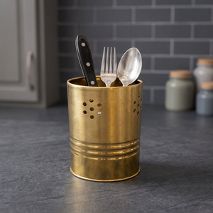 Porte-ustensiles cylindrique en métal doré, style industriel, support de rangement de cuisine, résistant à la rouille, type sur pied - Product Image 5