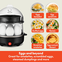 Mesin pemasak telur Mini otomatis portabel, alat masak telur listrik Stainless Steel mewah