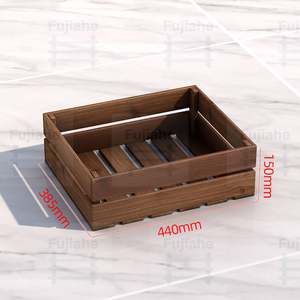 Expositor de madera plegable de 2 niveles con contenedores de listones, estructura metálica, de pie, resistente, para frutas, verduras y vinos. - Product Image 4