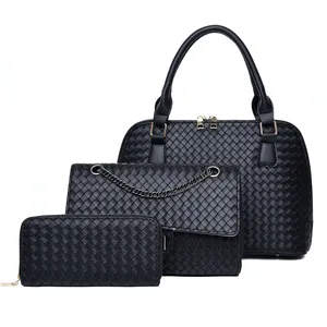 Bolsa feminina de mão luxuosa em pu, 3 peças/set