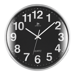 JUSTAMINUTE Wall <b>Clock</b> (35.5cm) Black and Chrome 00816N - Product Image 3