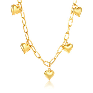 Collier avec pendentif en forme de cœur, plaqué or 18 carats, acier inoxydable, pour femme, à porter tous les jours, style simple et haut de gamme, design irrégulier en forme de cœur de pêche - Product Image 5