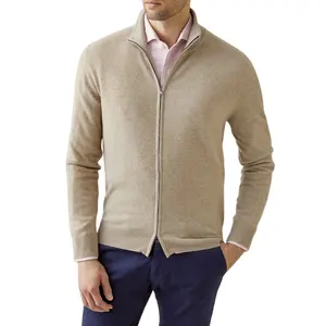 Customized high quality warm top zipper cashmere sweater knit cashmere cardigan for men