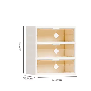 Scatola Portascarpe Pieghevole in Plastica Impilabile a Quattro Piani, Design Classico, <span class=keywords><strong>Dimensioni</strong></span> 50.2x36.6x122cm per Casa - Product Image 5