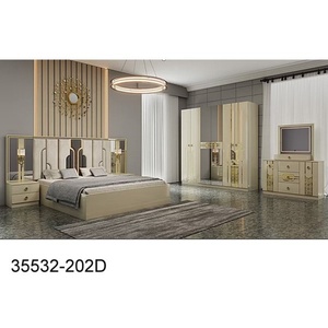 Suite de chambre à coucher moderne en bois avec ensemble de rangement 5 pièces pour lit double, décoration pour maison et appartement - Product Image 4