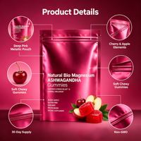 Gummies naturelles bio à l'ashwagandha pour adultes – Gestion du stress, stabilité émotionnelle – Formule végétalienne – Vente en gros, personnalisation OEM disponible