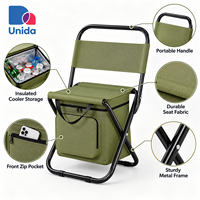 Chaise de camping portable avec sac isotherme, chaise pliante d'extérieur avec dossier pour la plage et les loisirs en plein air