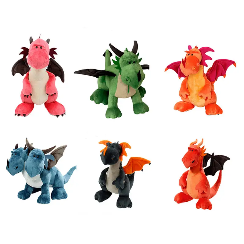 7 Gaya 26CM Api Naga Dinosaurus Mainan Mewah Hewan Berkepala Dua Kartun Boneka Mewah Anime Naga Berkepala Dua