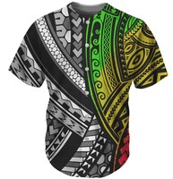 Uniforme de baseball neuf, design tribal polynésien noir et rouge, vêtements personnalisés, jersey de baseball respirant en maille tendance