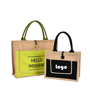 공장 직공급 천연 황마 가방 소나 패키지 리넨 가방 포장 쇼핑백 (손잡이 포함) - Product Image 3