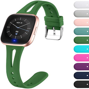 Correa de reloj de silicona delgada compacta y portátil para <span class=keywords><strong>Fitbit</strong></span> <span class=keywords><strong>Versa2</strong></span> con cuello en V correa de repuesto deportiva de cintura delgada para Versa Lite - Product Image 1