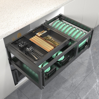 Panier de rangement coulissant moderne en aluminium à 2 niveaux pour armoire de cuisine