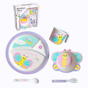 Ensemble de vaisselle de dessin animé nouveau design ensemble d'assiettes écologiques pour enfants ensemble de vaisselle de table en bambou avec animaux de dessin animé pour enfants - Product Image 4