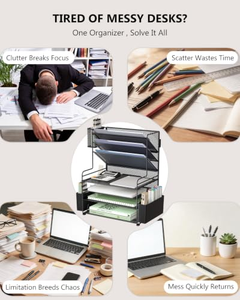 ที่เก็บเอกสารโลหะสีดำ 7 ชั้น พร้อมตะกร้าแขวน สำหรับสำนักงาน บ้าน และโรงเรียน - Product Image 5