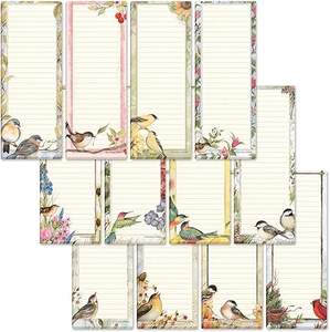 Ensemble de bloc-notes magnétiques oiseaux saisonniers actuels, 12 modèles, blocs-notes de 30 feuilles, liste de courses, notes à faire - Product Image 1