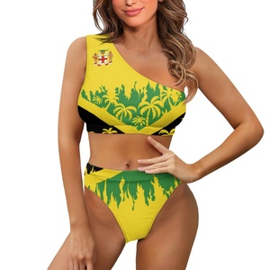 Venta caliente personalizado de las mujeres de un hombro de gran tamaño Sexy traje de baño Ropa de playa República <span class=keywords><strong>Dominicana</strong></span> Imprimir Loose Fit Bikinis Ropa de playa - Product Image 2