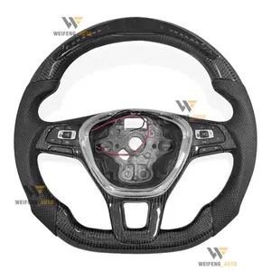 Golf MK7 Carbon Fiber Steering Wheel For Volkswagen With LED 1 PCS Black