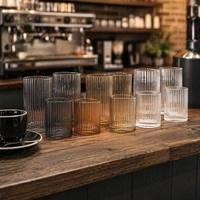 Verre à boire cannelé artisanal 280-450 ml, gobelet à café ou jus à nervures verticales pour la maison, le bureau, le café, l'hôtel