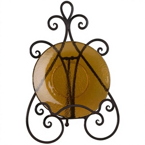 Porte-assiettes mural en métal, finition noire circulaire, résistant à la rouille, support de rangement pour la décoration de la vaisselle de cuisine - Product Image 1