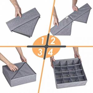 Non-Woven Fabric 24 Grids Organizer Divider <b>Storage</b> <b>Boxes</b> Large <b>Drawer</b> Organizer for Sock Underwear - Product Image 6
