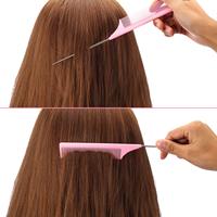 Peigne à Queue Pinceau de Coiffure en Acier Doré avec Manche en Plastique pour Salon de Coiffure, Peigne de Séparation en Carbone Pointu pour Tresses, Logo Personnalisé en Gros