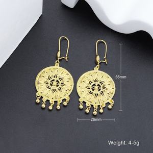 JXX Wholesale Price Brass Indian Style Large Drop Earrings Unisex Unique Designs <b>Fashion</b> Gold Plated Trendy High Quality - Product Image 2
