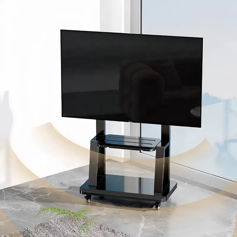 حامل تلفاز أثاث حديث عربة تلفاز محمولة LCD بلازما ترولي تركيب للأرضية حامل تلفاز معدني متحرك حديد بعجلات