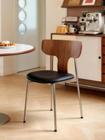 Chaise de salle à manger moderne de style mid-century, courbée |   Siège rembourré avec pieds en acier inoxydable, durable, pour salle à manger, salon, hôtel