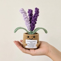 Poupée en crochet faite main, plante en pot de lavande, cadeau d'entraînement émotionnel, décoration de bureau amusante, tricot à la main