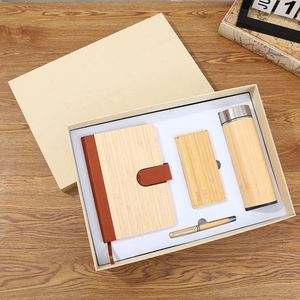 Premium Business Corporate Event <b>Set</b> Wood Grain Insulated Cup Loose-Leaf <b>Notebook</b> Holiday Gift Box for Graduation - Product Image 1