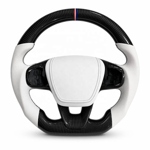 Volant en cuir blanc personnalisé avec fibre de carbone pour <span class=keywords><strong>Ford</strong></span> Focus <span class=keywords><strong>ST</strong></span> RS Fiesta 2014-2018 Performance Modifié - Product Image 1