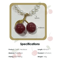 Trendy fruitkraaltjes imitatie parel hars hart kersen ketting 18K verguld zinklegering dames charme sieraden