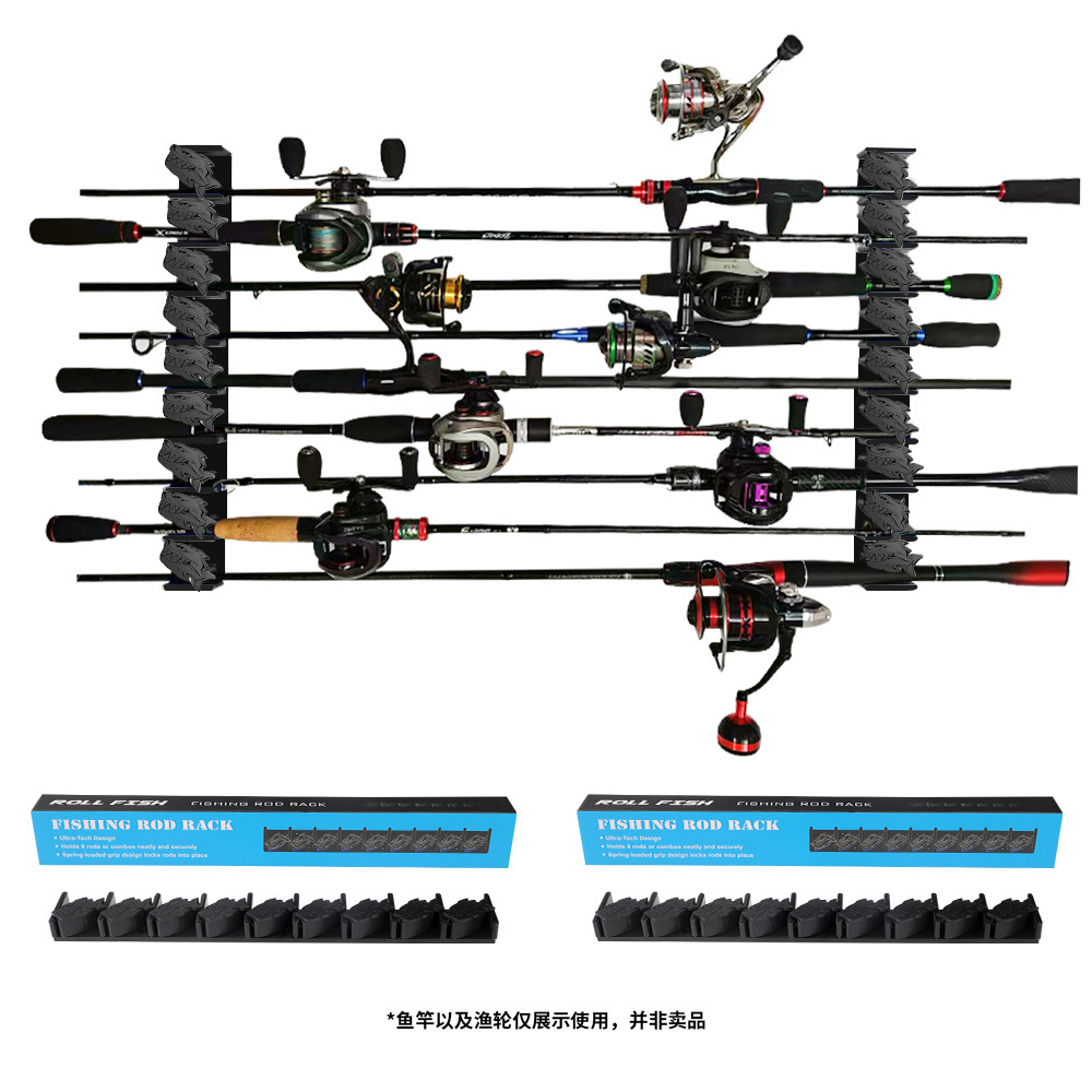 2 black 9-hole fishing rod holders