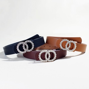 Yonger usine nouvelle <span class=keywords><strong>ceinture</strong></span> en cuir blanc strass <span class=keywords><strong>deux</strong></span> <span class=keywords><strong>anneaux</strong></span> boucle taille <span class=keywords><strong>ceinture</strong></span> pour femmes pantalons pantalons jupes - Product Image 4