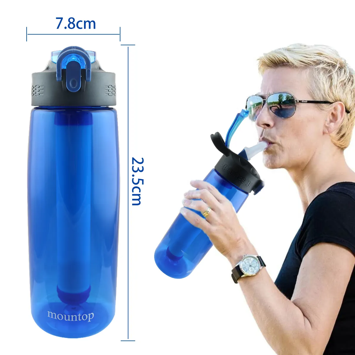 Модная уникальная спортивная карбоновая бутылка с фильтром для воды 650 мл без бисфенола А с пользовательским логотипом для кемпинга и пешего туризма