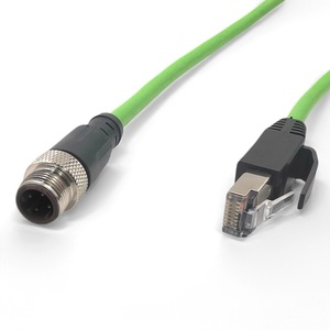 Conector Industrial Xin Ying de Cuatro Núcleos M12 a RJ45D Macho, Contactos de Cobre Chapados en Oro, IP67, Blindado, Ignífugo, para Cámara, Sensor y Red - Product Image 1