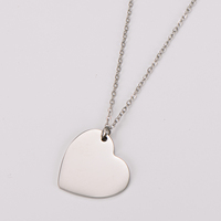Collier long en forme de cœur pour la Saint-Valentin, plaqué or 18 carats, anti-ternissement, gravable, pour femmes, vente en gros