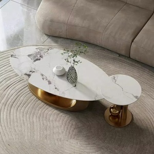 Hiện đại <span class=keywords><strong>Glossy</strong></span> đá Top Vàng Bàn cà phê với trang trí bảng phụ cho phòng khách nhà bar phòng ngủ căn hộ khách sạn nhập - Product Image 5